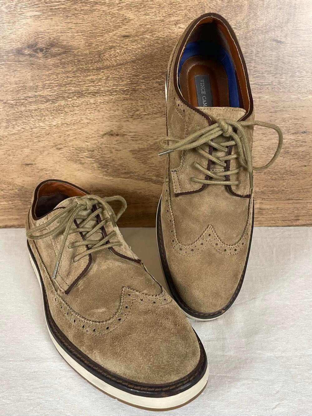 Vince Camuto Edwyn Men's Tan Suede Wingtip Oxford Sneakers Size 12M